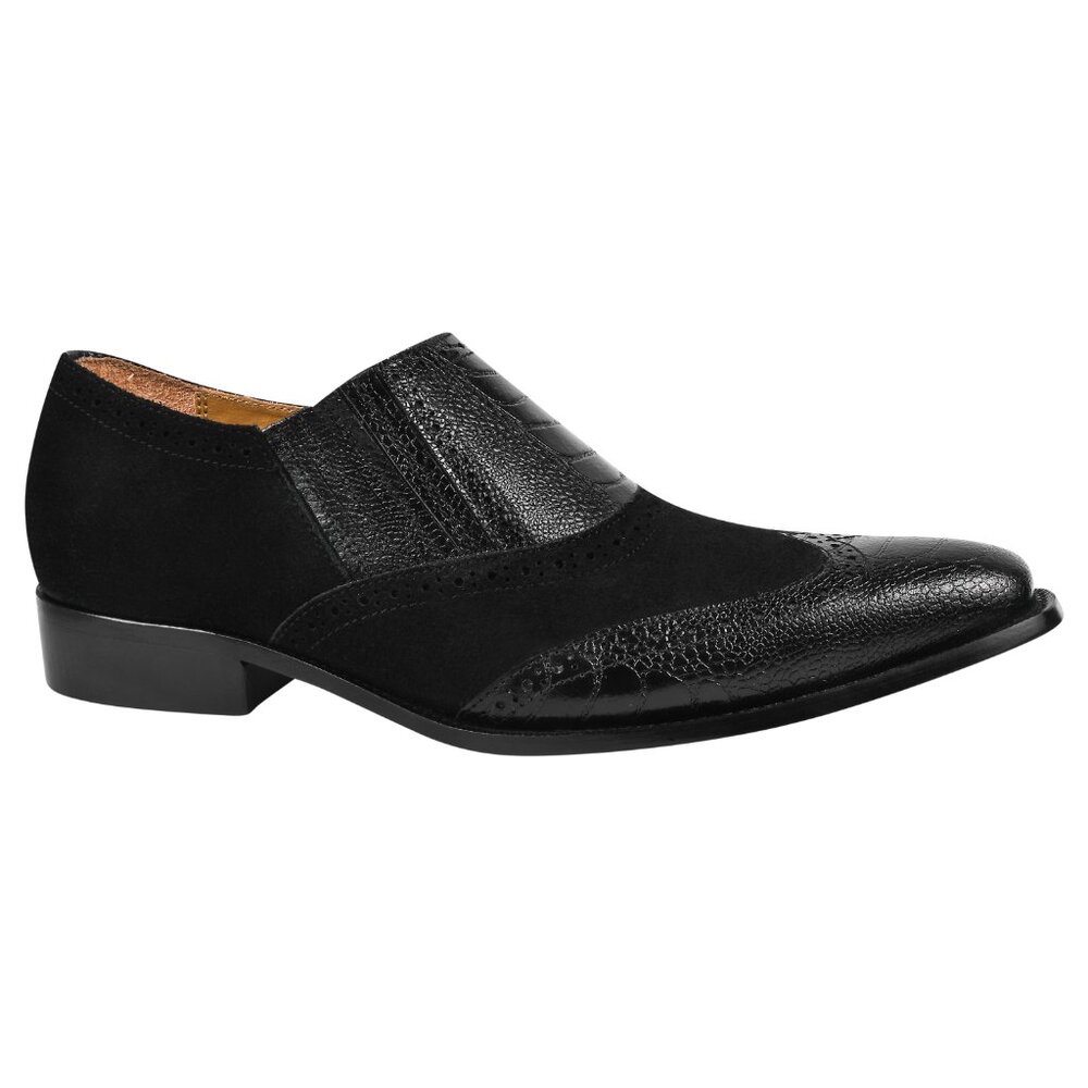 Megan Men’s Ostrich Leg Printed Suede Leather Loafer Shoes - Picture 5 of 8